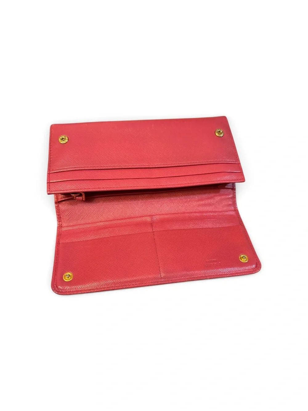 Pink Prada Saffiano Fiocco Ribbon Flap long wallet Preowned